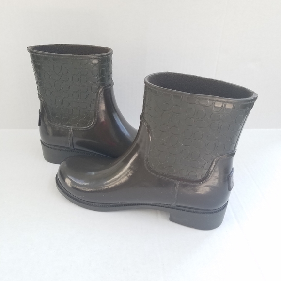 Coach Signature Fern Green Rain Boot Booties - Picture 12 of 14